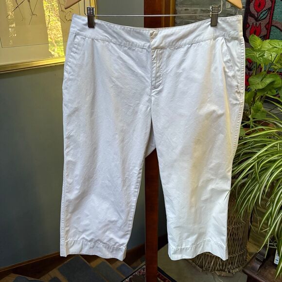 Y2K Old Navy Chino Capris 14 – 100% Cotton Off‑White / Cream - Picture 2 of 8